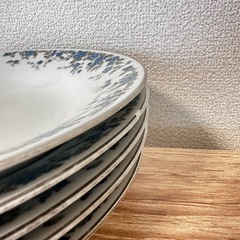洋皿5点セット　青　花柄　銀縁　の画像