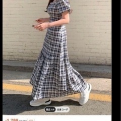 チェックワンピースの画像
