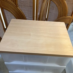 T2507-294 天板木板収納ケース 3段① キズ汚れ有りの画像