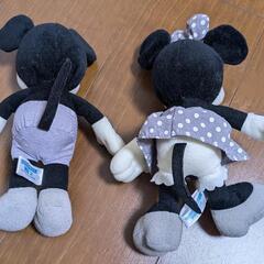 モノクロ ミッキー&ミニーぬいぐるみの画像