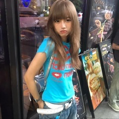 Tシャツ 　ピチT y2k ストリート　平成ギャル　レディース　青　ブルー　Mの画像