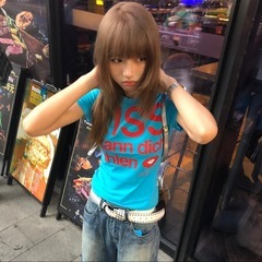 Tシャツ 　ピチT y2k ストリート　平成ギャル　レディース　青　ブルー　XLの画像