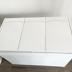 ［ 分別ダストワゴン タワー / 蓋付き / 目隠し / 3分別 ］山崎実業 tower キッチン ゴミ箱 ごみ箱 ダストボックス ゴミ袋ハンガー フタ付き ふた 分別 ゴミ袋ホルダー キャスター付き レジ袋ホルダー 大容量 白 おしゃれ カウンター下 北欧の画像