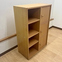 stp-3308 収納ラック　扉付き　棚板高さ調節可能　カラーボックス　ナチュラル　収納ボックス　収納ケース　本棚　チェスト　収納　ラック　シェルフ　茶　の画像