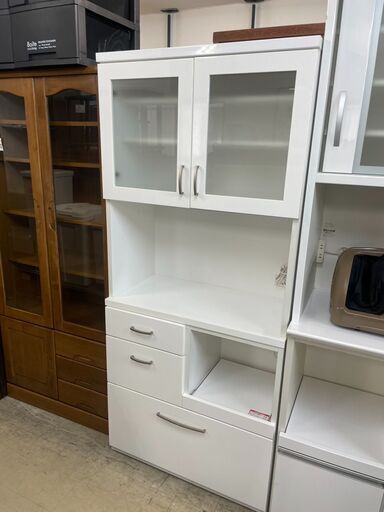 食器棚 No.2806 ニトリ ホワイト Copaint 80 レンジボード キッチン