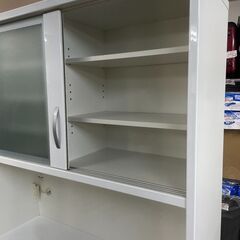 食器棚　No.3519　ホワイト　レンジボード　大川家具　ソフトレンジ1180　キッチン収納　【リサイクルショップどりーむ荒田店】の画像
