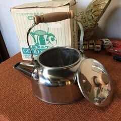 【未使用品】2.3L 丸山技研 万能 麦茶 ケットル ケトル アミ付 平型タイプ 新潟県 昭和レトロ ヤカンの画像