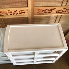 363 ３段プラスチック製収納ケース キャスター付き　高さ68㎝ 横幅 39㎝ 奥行き 73.5㎝ ①の画像
