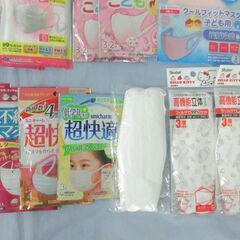 ( M-688 )不織布マスク 小さめ 女の子 約２５袋 ４箱 ディズニープリンセス ハローキティ まとめて まとめ売り 中古の画像
