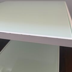 【重厚感】ガラス天板 コーヒーテーブル 白の画像