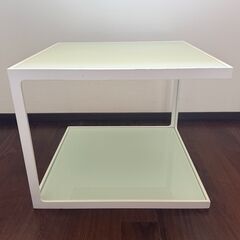 【重厚感】ガラス天板 コーヒーテーブル 白の画像