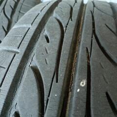 【差し上げます】夏タイヤ 165/55R14 ダンロップ EC202 3本 タイヤのみ 転がし用 ドリケツの画像
