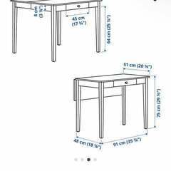 （更新）IKEA ダイニングセット（折りたたみ式引き出し付き四角テーブル・椅子）の画像
