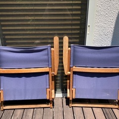 ニトリ 木製ローチェア2つセット希少　アウトドアの画像