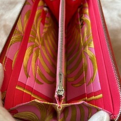 美品エルメスアザップシルクインロングファスナー付き長財布ラウンドファスナー長財布レディース婦人さいふサイフ虎柄トラ柄フランス製赤色の画像