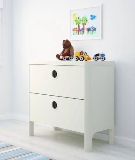 BUSUNGE ブースンゲ　IKEA チェスト　ホワイト　２段　スライドレール