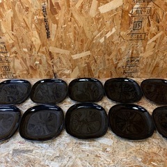 a(7389) 直接ご来店引き取り歓迎! ガラス製 プレート皿 ブラック スクエア 食器 黒いお皿 10枚 24cm 業務用 店舗用品 カフェ レストランの画像
