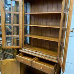 ★来店限定★　輸入家具　ガラスキャビネット　カップボード　木製の画像
