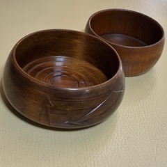 木製小物入れ　木彫り　木　丸型の画像