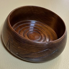 木製小物入れ　木彫り　木　丸型の画像