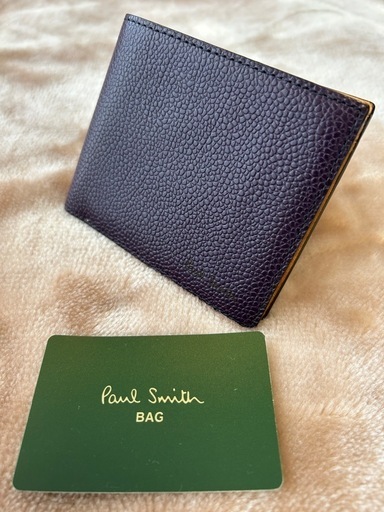 新品未使用 ポールスミス パープル系レザー 二折り・コンパクト財布 Paul Smith ポールスミス ミニ財布 二つ折り 財布 コンパクト L