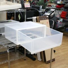 ① メーカー不明 衣装ケース 幅55×奥行44.5×高さ24cm 衣類収納ケース プラケース 半透明 札幌市 清田区 平岡の画像
