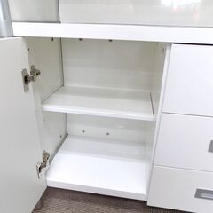 新札幌 ニトリ キッチンキャビネット シルキー レンジボード ミドルレンジボード キャビネット 食器棚 キッチン収納 収納家具 幅900×奥行400×高さ933mm No.3060の画像