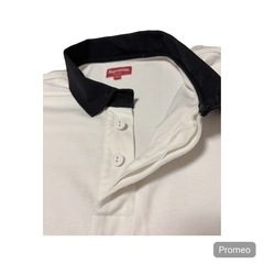 Supreme ボックスロゴ ラガーシャツ 白×黒 16SS Lサイズの画像