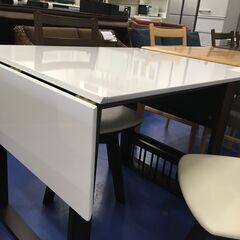 ★リユースのサカイ横浜南店★YM1297 NITORI 二人用ダイニングセット ホワイト・ブラウン W95×D75×H70 クリーニング済みの画像
