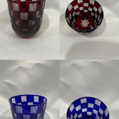 切子　市松模様　ぐい呑みペアの画像