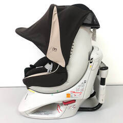 ss7677　エールベベ チャイルドシート クルットNT ブラウン AILEBEBE KURUTTO NT 茶 回転 新生児～4歳頃 0-18kg 幌付き 乳児用 幼児用 ベビーシート チャイルドシート 中古の画像