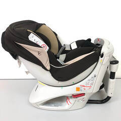 ss7677　エールベベ チャイルドシート クルットNT ブラウン AILEBEBE KURUTTO NT 茶 回転 新生児～4歳頃 0-18kg 幌付き 乳児用 幼児用 ベビーシート チャイルドシート 中古の画像