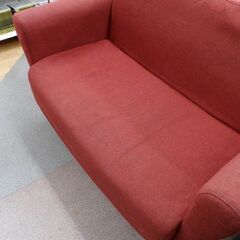 Francfranc 2人掛けソファ レッド ファブリック 幅130㎝ チックソファ2 コンパクト フランフラン 布製 2Pソファ 西岡店の画像