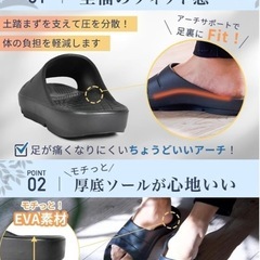 アーチサポートサンダル 甲薄 幅狭 厚底 オフィス ルームシューズ 26.0cmの画像