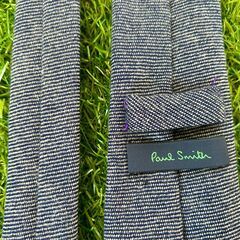 【PaulSmith・ネクタイ】★イギリスの人気ブランド・ポールスミス★秋冬用★グレイッシュブルー★100％ウール★の画像