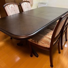 マルニ木工　伸縮可能ダイニングテーブルとチェア4脚セット　地中海シリーズの画像
