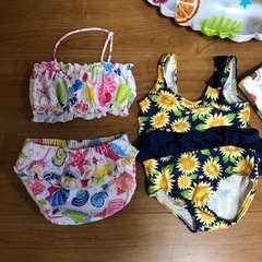 女の子☆90cm水着&ビキニ☆ミキハウス着るバスタオル☆浮き輪セットの画像