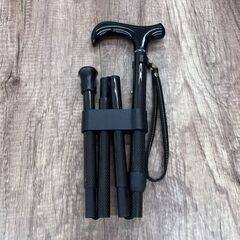 【レガストック川崎本店】折りたたみ杖 カーボン コンパクト 男性用ステッキ 高さ調整の画像