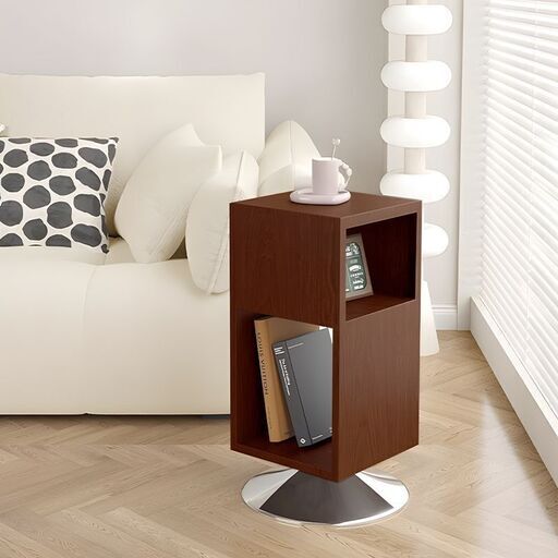 【引取限定！早い人優先！】新品未使用品 回転 ラック スリムラック シェルフ サイドテーブル 北欧 ミニテーブル 2段 テーブル ナイトテーブル パソコン 台 ソファ ベッド 鉄製 シンプル おしゃれ 韓国 高級 ウォールナット SD-36BR