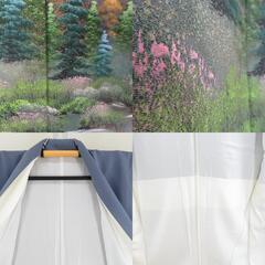 色留袖 風景に飛び鶴文様 グレーブルーx多色 正絹 袷  三つ紋 五三桐紋 広衿 フォーマル 仕立て上がり 身丈157cm 【キモノオフ野々市若松店】の画像
