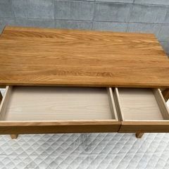 【無印良品】引き出し付きデスク　オーク材　リビングテーブル　店頭のみ②の画像