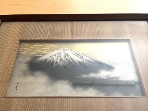 富士山 油彩画 木製フレーム付き 【値下げ中❗️】約40cm x 30cm 富士山 油彩画 木製フレーム付き 約40cm x 30cm