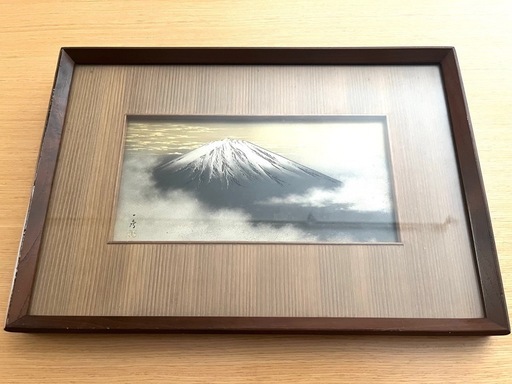 富士山 油彩画 木製フレーム付き 【値下げ中❗️】約40cm x 30cm 富士山アート木製フレーム付き (りんご) 京都市役所前の