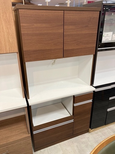 ダークブラウン 木製 キッチンボード【9650178】