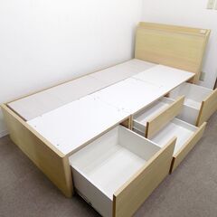 新札幌 ニトリ オリジナルベッド フレームのみ シングル  引出付 幅97×全長206×高さ39-91cm No.3512の画像