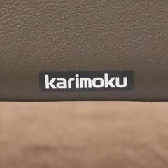 ≪zyb2355ジ≫karimoku/カリモク家具 3人掛けソファ WT3303M033 本革張り/合成皮革 ナラ/オーク WT33モデル 中古家具/宮城県仙台市 70620-18の画像