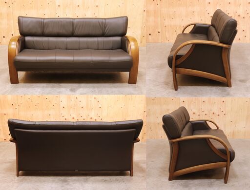≪zyb2355ジ≫karimoku/カリモク家具 3人掛けソファ WT3303M033 本革