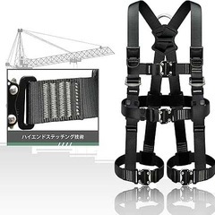 新規格 フルハーネス安全帯 セット 脱着簡単 腹部と胸と脚ワンタッチバックル ハーネス安全帯 ランヤード付きの画像