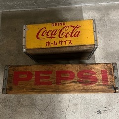 ⭐️他のサイトでも販売しますお早めにどうぞ‼️【さらにお値下げ 】ヴィンテージ　ペプシ木箱　コカコーラ ホームサイズ木箱の画像