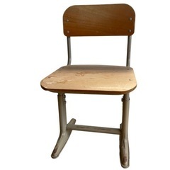 【本物】昭和レトロな学校椅子2脚セット 木製スツールの画像